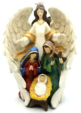 Angel Encompassing Holy Family Resin Nativity Figure St Nicholas Square 10x7x4