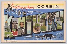Corbin Kentucky, Large Letter Greetings Moonshine & Horse RARE, Vintage Postcard picture