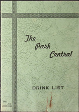 1939-40 Dec-Jan Th Park Central Drink List Menu NEW YORK CITY picture