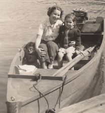 5G Photograph Woman Mom Rowboat Girl Portrait 1930's 5x7 picture