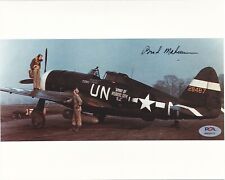 WALKER BUD MAHURIN SIGNED 8X10 PHOTOGRAPH PSA DNA AN20173 (D) WWII ACE 24.25V picture