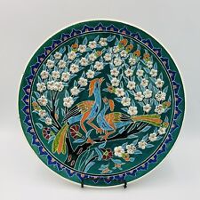 Vtg Turkish Pottery Plate Oren Cini Kutahya Birds on branch w blossoms picture