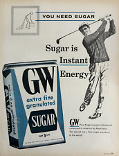 1966 GW Extra Fine Granulated Sugar Instant Energy Golfer Vintage Print Ad picture