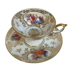 Vintage 1920's Lefton Tea Cup&Saucer Courting Couple Gold Gilt Cup WK913 picture