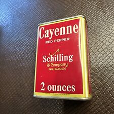 Vintage Schilling Cayenne Red Peeper Tin, 1930’s 2oz Amazing Condition picture