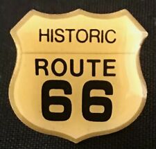 HISTORIC ROUTE 66- YELLOW METAL SOUVENIR TRAVEL LAPEL PIN- VINTAGE COLLECTIBLE picture