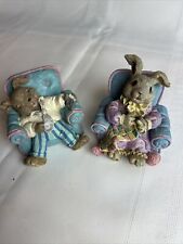 1994 Mervyns Easter Line Resin Bunny Family Figures Mother And Father Bunnies picture