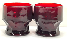 2 vintage heavy VIKING GLASS Georgian Honeycomb Ruby Red JUICE tumblers picture