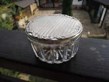 Vtg.Cut Crystal Solid Silver lid Vanity Trinket Box Jar Bottle Pot  picture