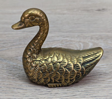 Vintage Brass Swan Figurine Etched Ornate Decor Walmart Tag Patina picture