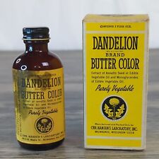 Vintage Antique Dandelion Brand Butter Color Bottle With Original Box Yellow picture