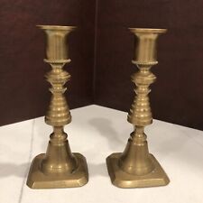 Victorian Brass Push Up Candlesticks 19th Century ENGLAND Rd.223580 6” tall picture