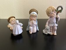 Vintage Set of 3 Ceramic Figurines Holy Family Praying Mary ,Baby Jesus, Joseph. picture