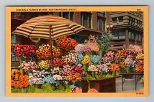 San Francisco CA-California Colorful Sidewalk Flower Stand Vintage Postcard picture