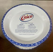 Crisco Pie Plate w/ Crust Recipe Blue & White Vintage Baking picture