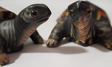 Vtg Wood Hand Crafted Turtles Painted 4 inch Set of 2 picture