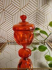 Vintage Viking Persimmon Glass Epic 6 Pedal Footed Compote with Lid picture