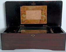 Antique 19thC Swiss Cylinder Music Box Wood Case Tested 10 Songs picture