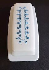  Vintage PYREX Blue Snowflake Garland Covered Butter Dish Rare  USA Ovenware #23 picture