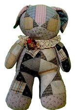 Vintage Hand Crafted Quilted Bunny Rabbit Flop Ear Large 19” Patchwork stuffed picture