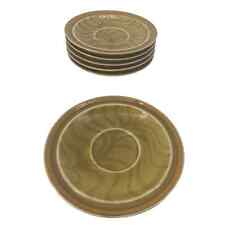 6 Vintage Independence Saucer Plates Stoneware Yuma Swirl Mustard Amber Japan 6