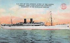 SS City of Los Angeles Steamship to Hawaii Steamer Ship Harbor Vtg Postcard E3 picture