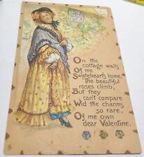 Antique Valentine Postcard Tucks Leatherette Valentine Lady picture