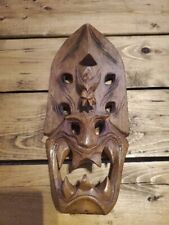 VINTAGE FILIPINO Bakunawa Dragon Mask Hand Carved Wood Tiki Tribal Mask  picture