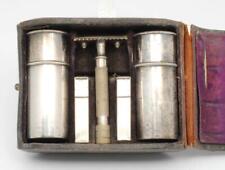 Vintage 1918 Gillette Safety Razor Travel Set Silver Plate in Leather Case NICE picture