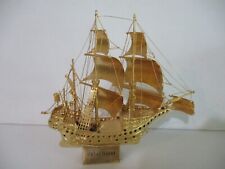 Vintage Sailing Ship Nautical-Brass-like Metal Figurine-Great Harry Tudor Gilded picture