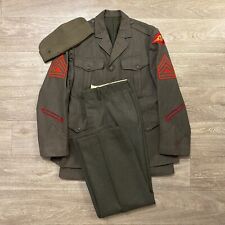 WW2 USMC Wool Dress Uniform Jacket Pants Hat 1942 Vintage World War Two No Name picture