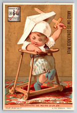 1890s Victorian Trade Card Anglo Swiss Condensed Milk Baby Sword Hat ~7666 picture