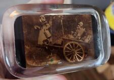 ANTIQUE VINTAGE MILK WOMAN OF ZURICH PHOTOGRAPH GLASS PAPERWEIGHT Paper Weight picture