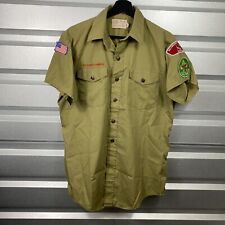 Vintage 70s BSA Boy Scouts Of America Official Shirt Adult Medium Green Patched picture