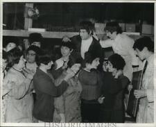 1963 Press Photo Employees of the London Firm make Beatle wigs, try new pieces picture