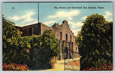 Postcard TX Alamo Courtyard Gate Entrance Scenic Street View San Antonio Texas picture