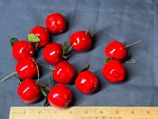 Vintage Set of 12 Small Red Apple Ornaments Fruit for Festive Christmas Tree picture