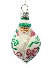 Patricia Breen Miniature Santa Poeticus Bows Red Green Christmas Tree Ornament picture