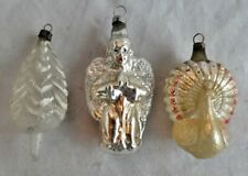 LOT 626-B 3 VINTAGE CHRISTMAS ORNAMENTS - TREE, ANGEL, PEACOCK picture
