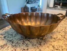 Vintage Italian Brass Rams Heads Bowl Scalloped Footed With Handles  picture