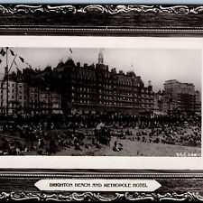1908 Brighton, England RPPC Beach Metropole Hotel Real Photo Rapid Postcard A75 picture