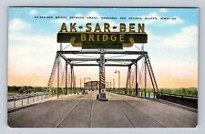 Omaha NE-Nebraska, Ak-Sar-Ben Bridge, Antique, Vintage Souvenir Postcard picture