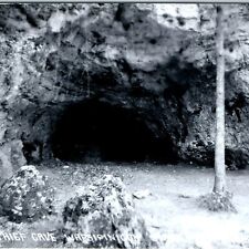 c1950s Anamosa, IA RPPC Horse Thief Cave Wapsipinicon State Park Wapsi PC A107 picture