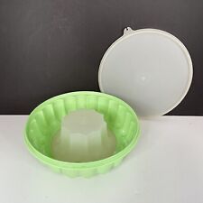 Tupperware Mint Green Jello Mold Vintage 3 Piece Ice Ring Bundt Style with Lid picture