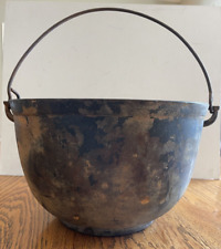 Cast Iron Cauldron Bean Pot Gate Mark w Heat Ring & Bale 10” Diam Mid 1800s OLD picture
