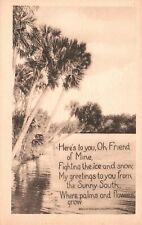 Postcard FL Poem of Sunny South Waterside Palms Unposted Vintage PC H9315 picture