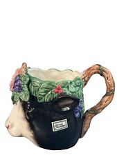 Vintage 1994 Hand Painted Fitz & Floyd Cow Head And Flowers Porcelain Coffee Mug picture
