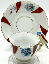 Small Vintage Nasco Japan Parrot Bird Handle Teacup & Saucer Demitasse picture