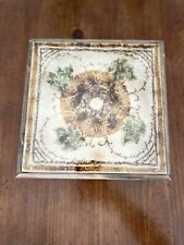 Vintage Italian Ceramic Tile  Set In A Wooden Stand Trivet Hot Plate 8.5x2.5” picture