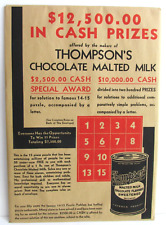 Rare 1920s-40s THOMPSON'S MALTED MILK Cash Prize 15 Pc Puzzle Sealed in Envelope picture